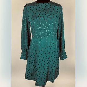 J.Crew Shift Dress Jacquard Floral Dot ALine Green 4